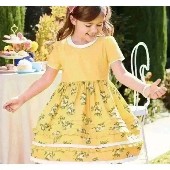 Matilda Jane Yellow Floral Eyelet Stay Golden Dress 2years GIRLS - Picture 1 of 5